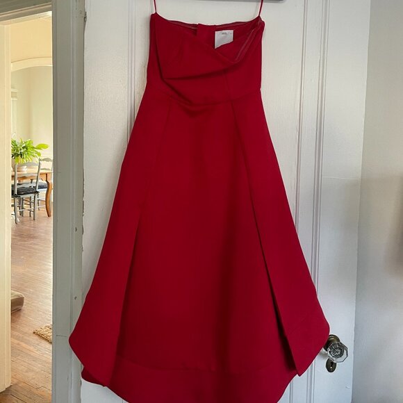 C/MEO Collective Strapless Making Waves Dress in Cherry (S) - Picture 2 of 5